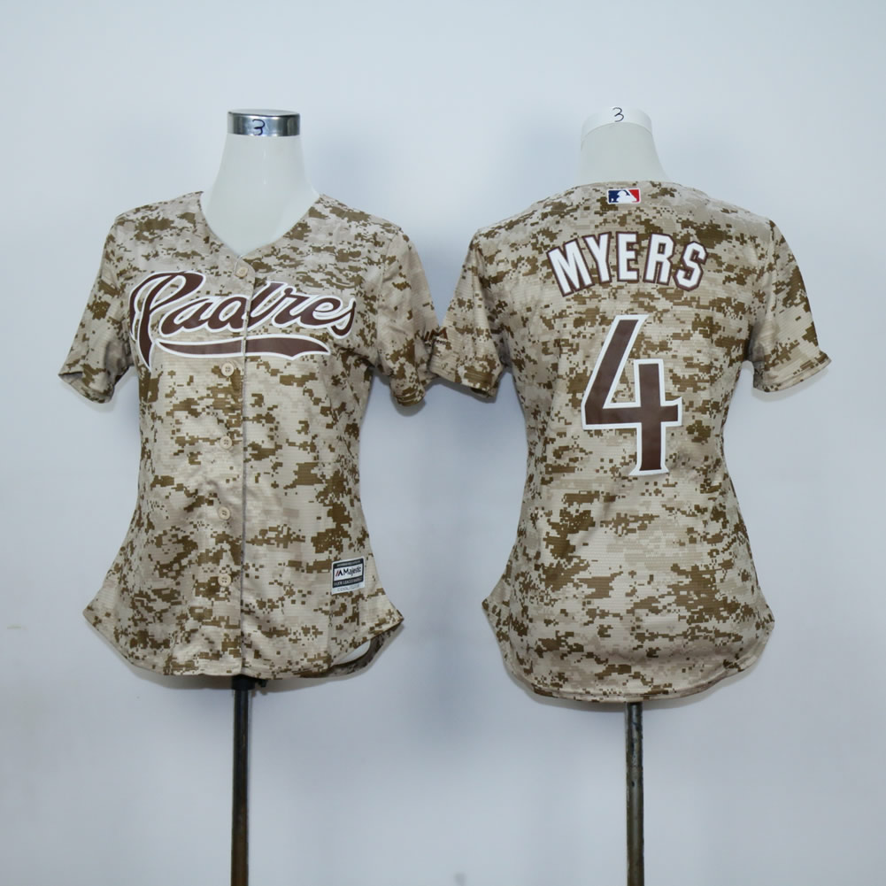 Women San Diego Padres 4 Myers Camo MLB Jerseys